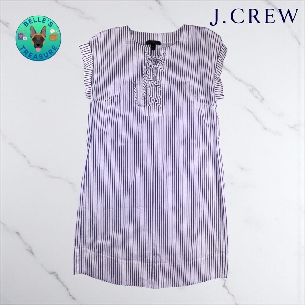 J.Crew Shirt Dress Women XS Shift White Blue Striped Taylor Swift RL Alternative